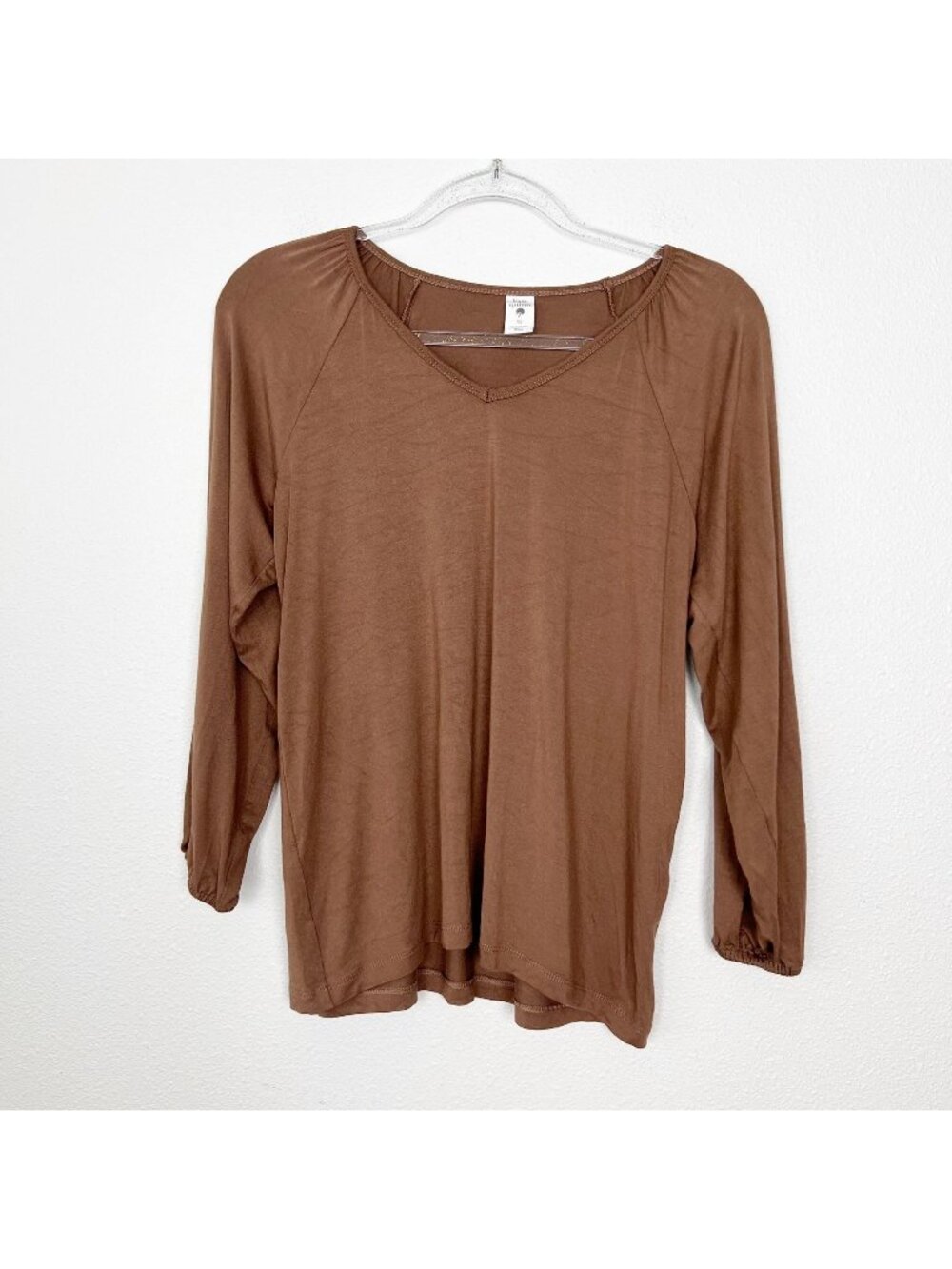 Kate Quinn Womens XS V-Neck Long Sleeve Bamboo Viscose Top Shirt